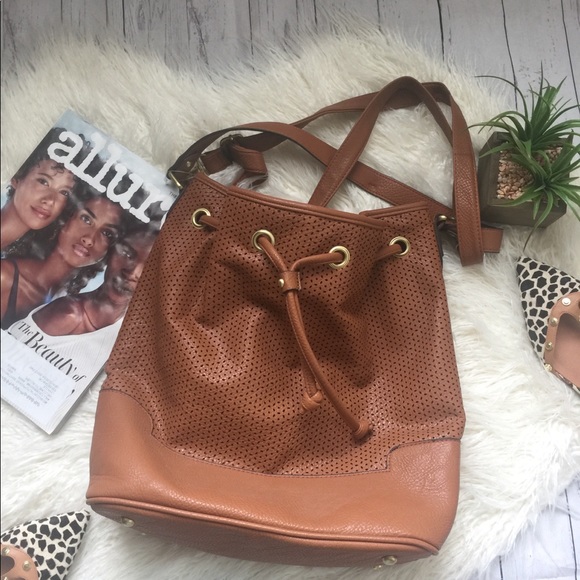 Merona Handbags - Brown perforated bucket bag